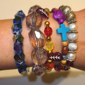 5 beaded stacking bracelets